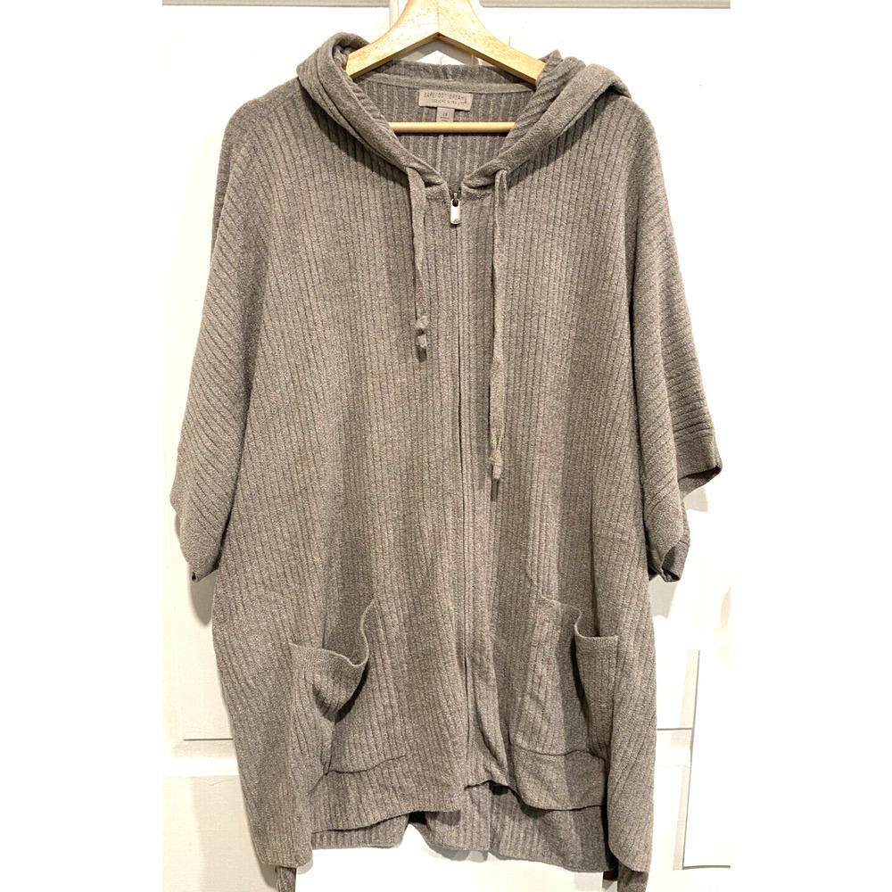Barefoot Dreams Zipper Closure Cardigan women's Size 2X Hooded & Pockets